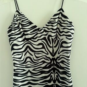 Bershka Black and White Zebra Print Midi Dress